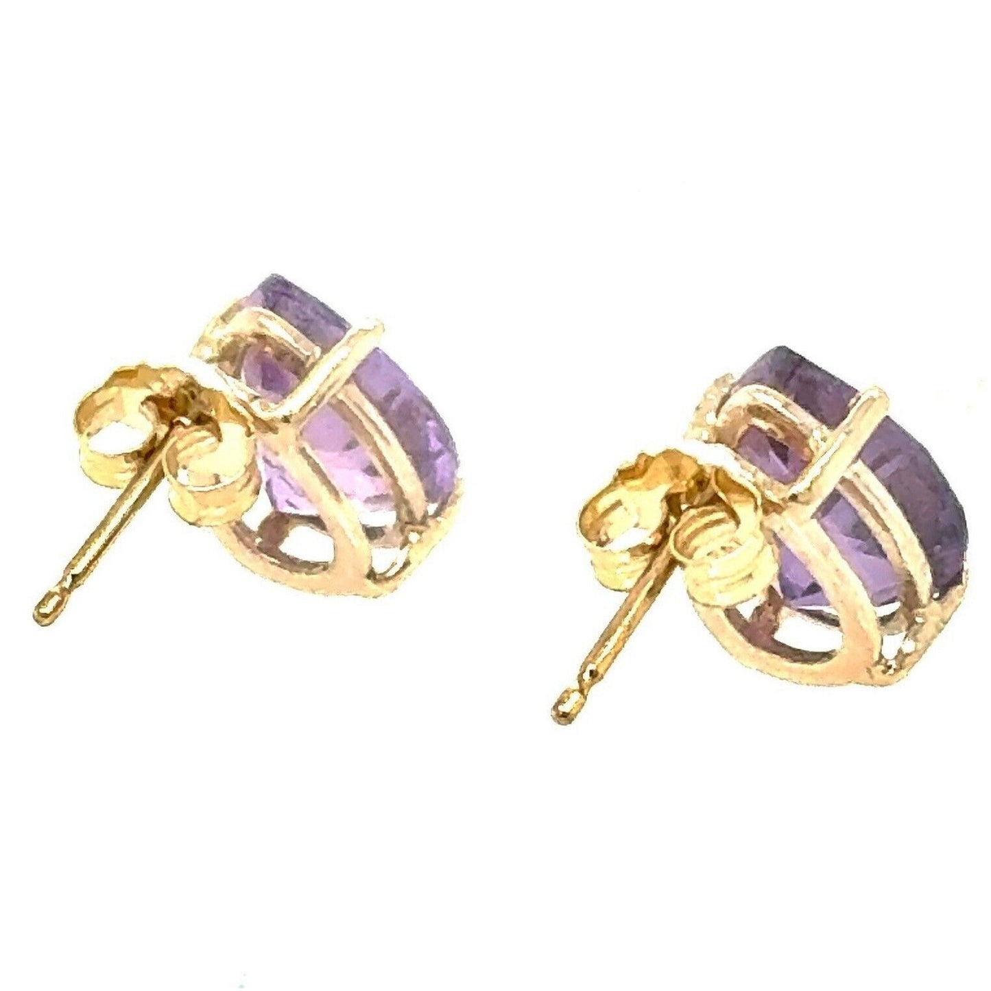 14k Yellow Gold Amethyst Stud Earrings 1.5g