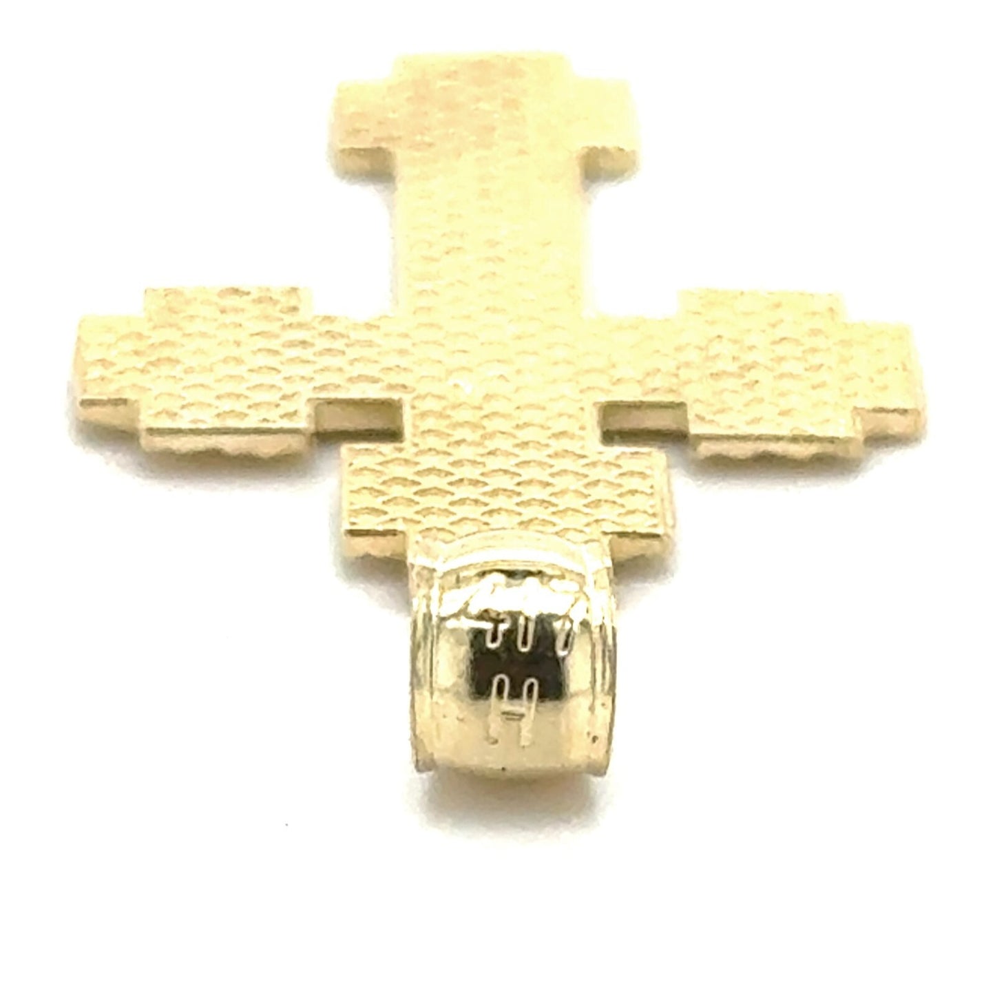 10k Yellow Gold Etched Cross Pendant 1.9g