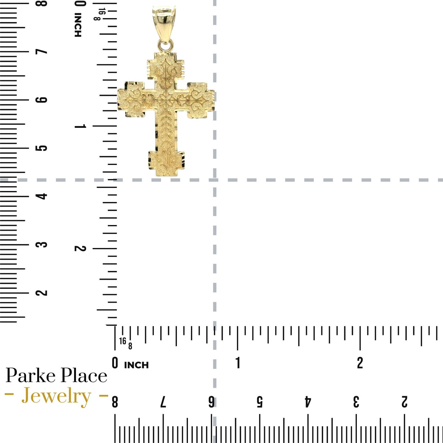 10k Yellow Gold Etched Cross Pendant 1.9g