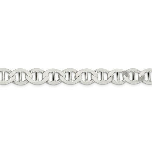 Sterling Silver 9.95mm Flat Anchor Chain Necklace 24 Inch Length