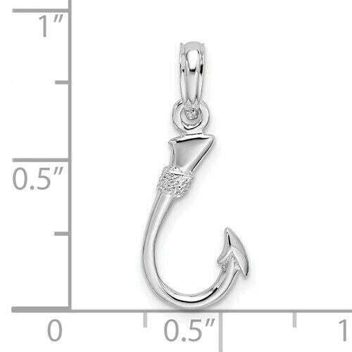 Sterling Silver Polished 3D Fish Hook Pendant Charm
