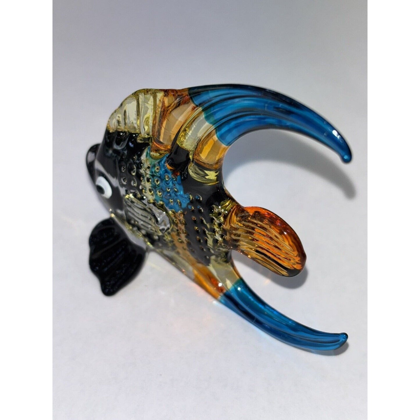 3" Long Yellow Black Blue Butterflyfish Blown Glass Marine Life Butterfly Fish