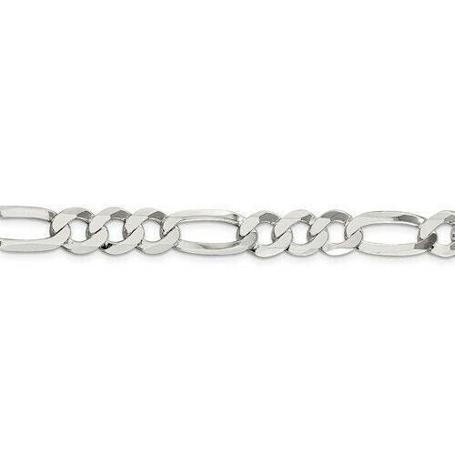 Sterling Silver 9.5mm Lightweight Flat Figaro 22 inch Chain