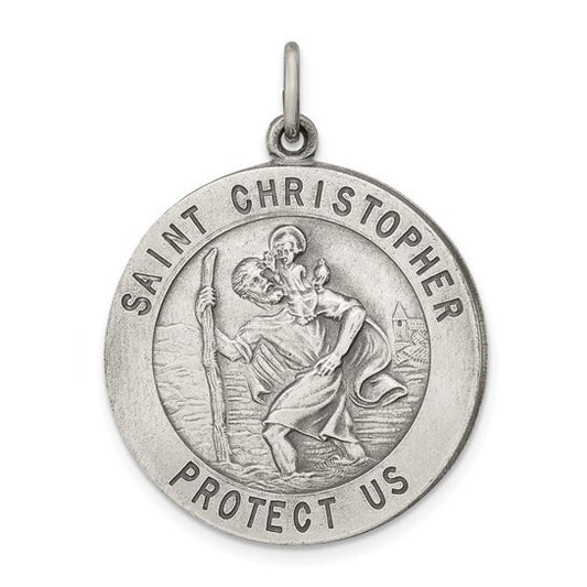 Saint Christopher Protect Sterling Silver 925 Medal Pendant