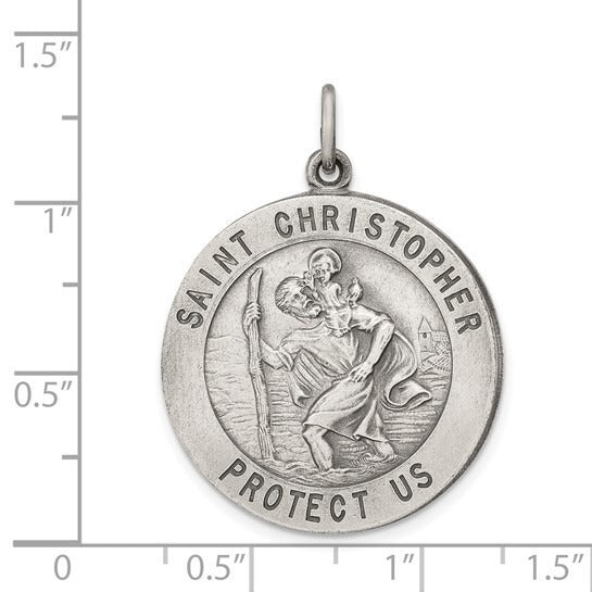 Saint Christopher Protect Sterling Silver 925 Medal Pendant