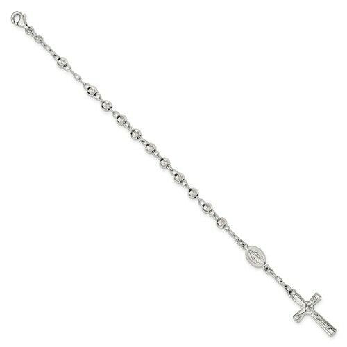 Sterling Silver Polished Rosary Bracelet 7.5"