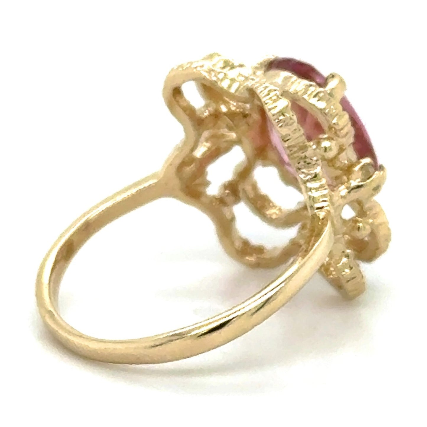 3.14ct Pink Tourmaline with Diamond Accent 14k Yellow Gold Ring 3.6g Size 5.5