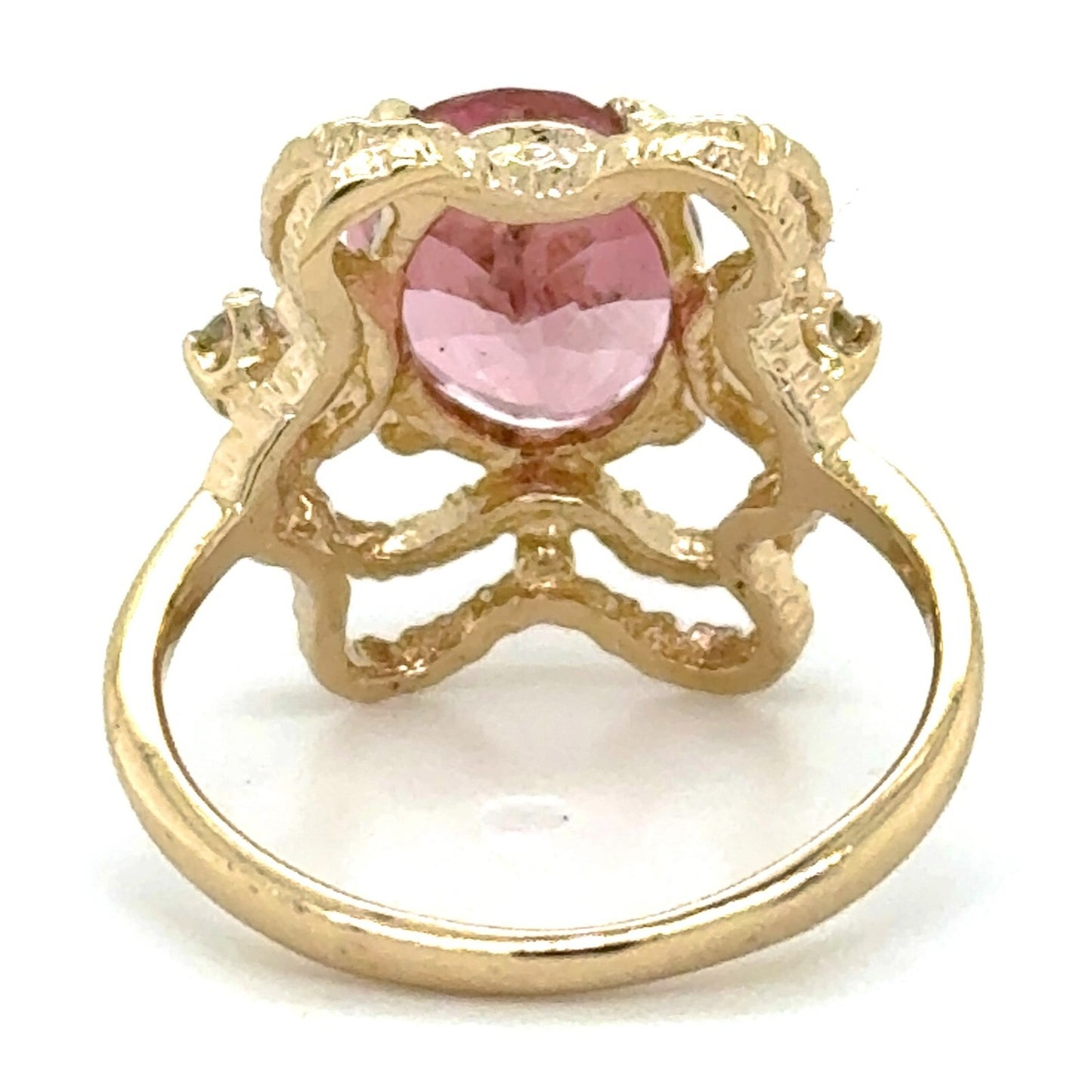 3.14ct Pink Tourmaline with Diamond Accent 14k Yellow Gold Ring 3.6g Size 5.5