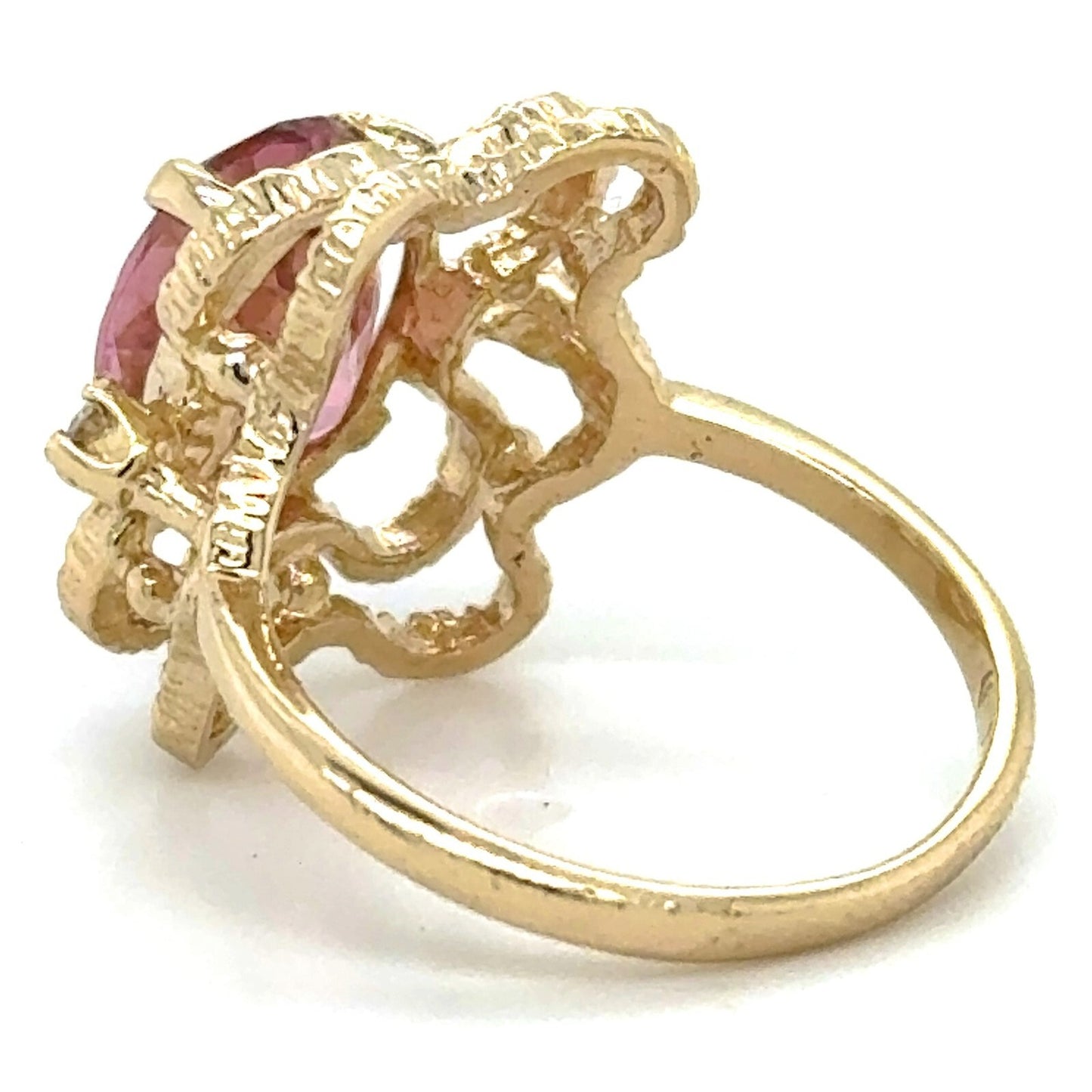 3.14ct Pink Tourmaline with Diamond Accent 14k Yellow Gold Ring 3.6g Size 5.5