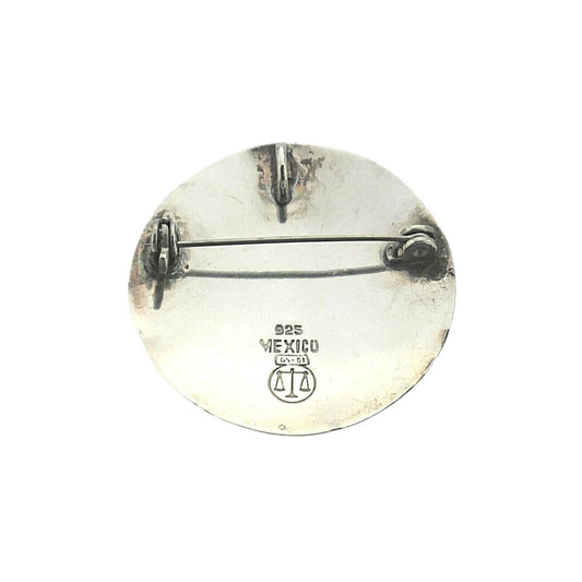 Vintage Aztec Design Pin Pendant .925 Sterling Silver 5.9g