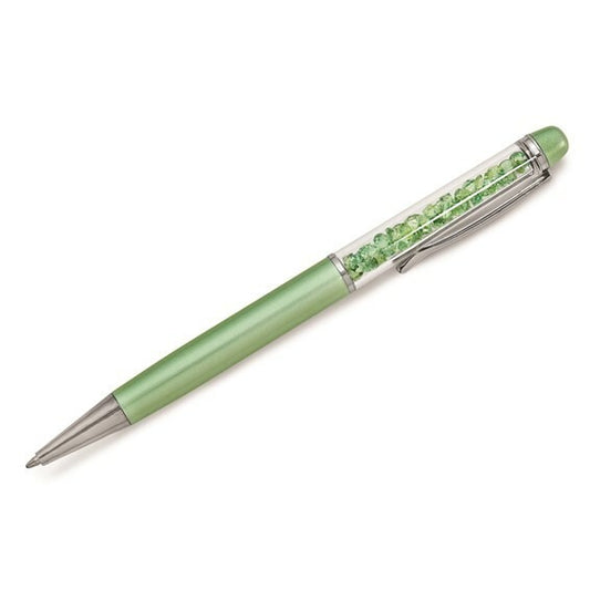 Green Ball-Point Pen With Crystals & Metallic Finish