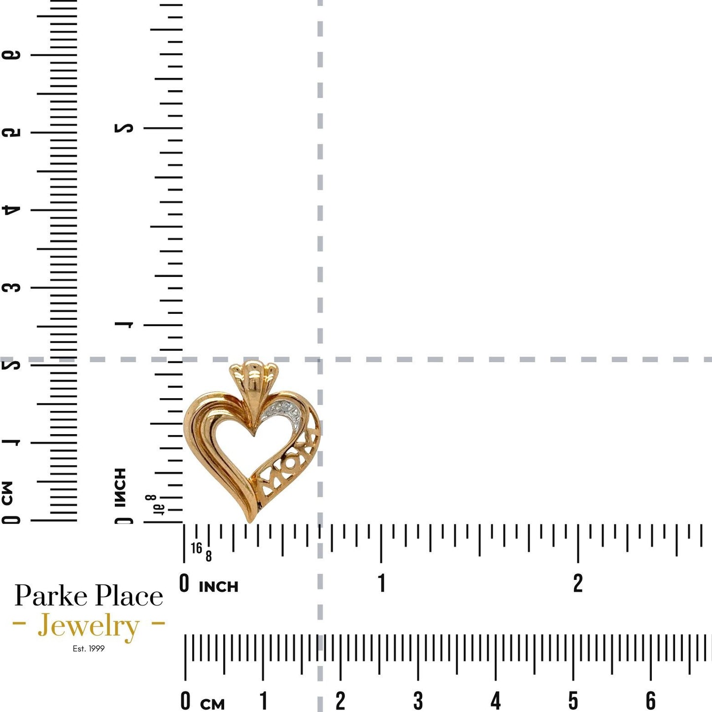 Diamond Accent 10k Yellow Gold Heart "MOM" Pendant 1.9g