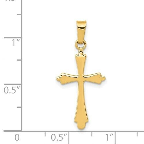 14K Yellow Gold Polished Cross Pendant 28mm x 16mm Religious Charm