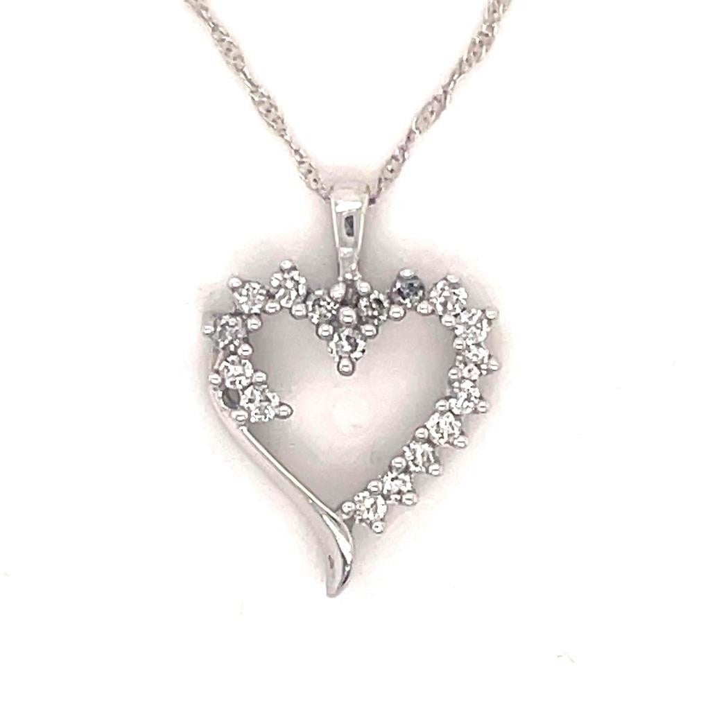 1/4ctw Diamond Heart Pendant with 18 inch Chain 10k White Gold 1.8g