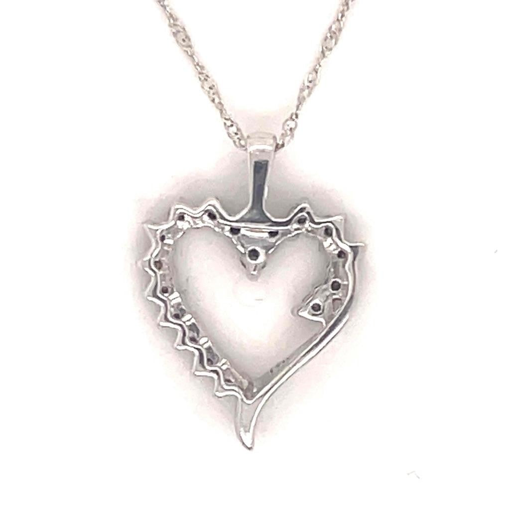 1/4ctw Diamond Heart Pendant with 18 inch Chain 10k White Gold 1.8g