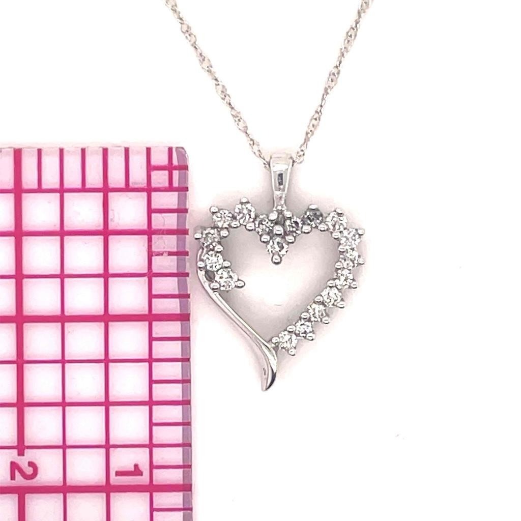 1/4ctw Diamond Heart Pendant with 18 inch Chain 10k White Gold 1.8g