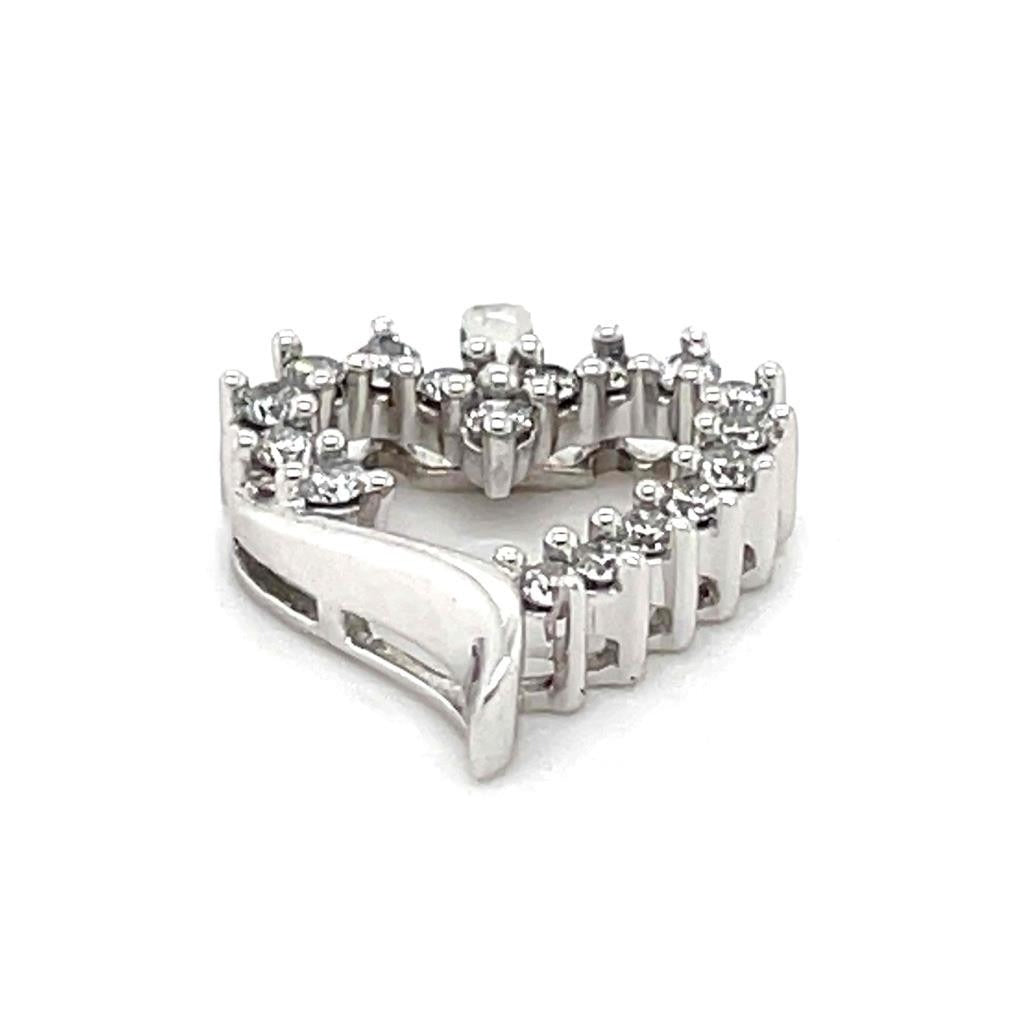 1/4ctw Diamond Heart Pendant with 18 inch Chain 10k White Gold 1.8g