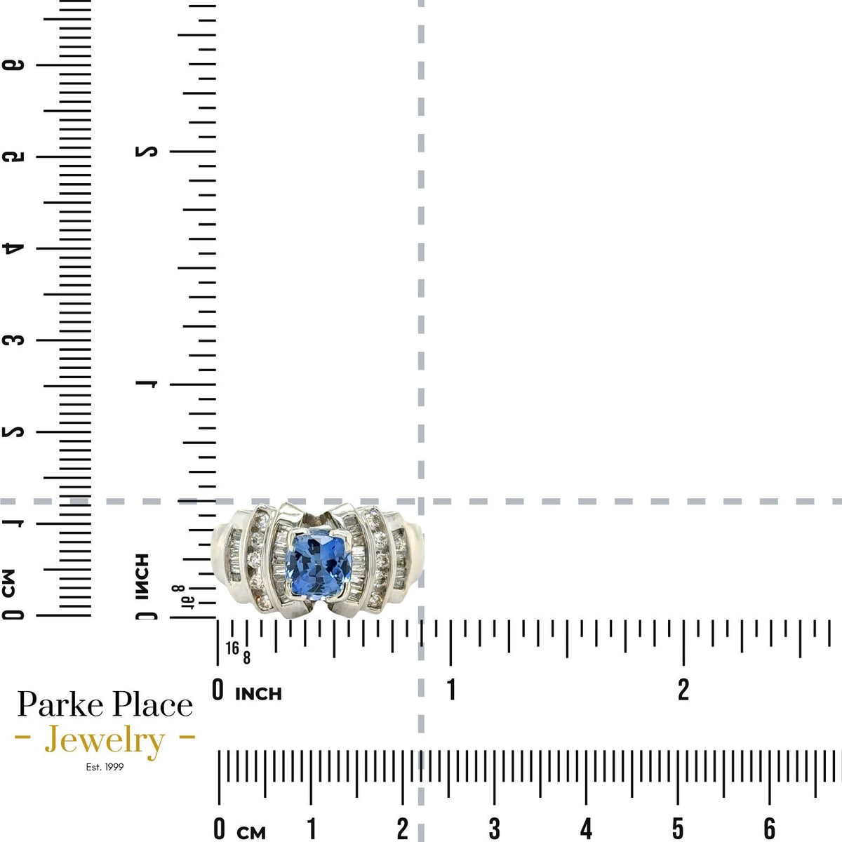 2ctw Sapphire Solitaire & Diamonds 14k White Gold Ring 9.1g Size 6.75