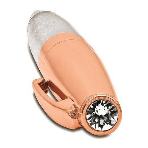 Rose Gold Ballpoint Pen With Crystal Accents & Clear Glitter Barrel
