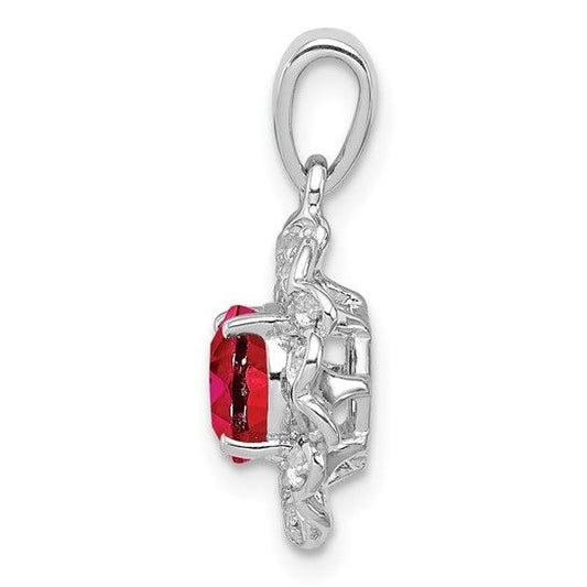 Sterling Silver Ruby & White Topaz Pendant