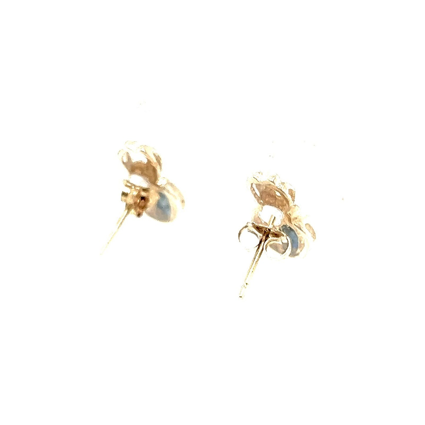1/2ctw Blue Sapphire Earrings 14K Yellow Gold 1.5g Oval Cut Post Back
