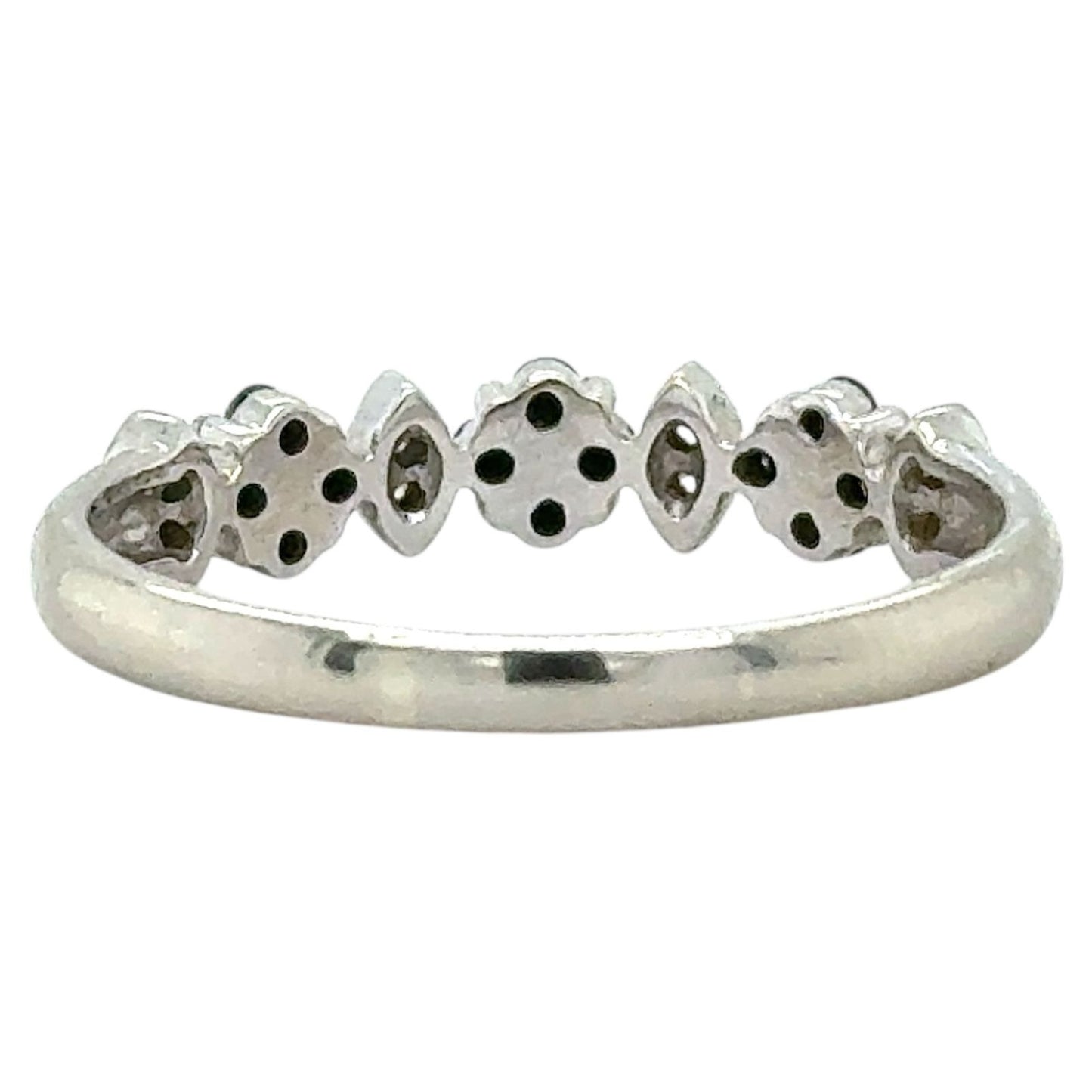 1/4ctw Black and White Diamond 14k White Gold Floral Ring 2.4g Size 9.5