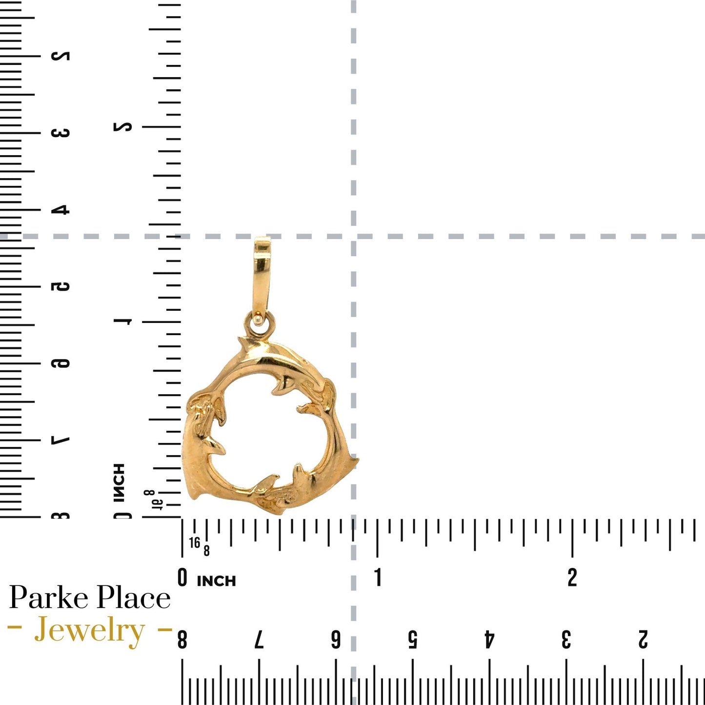 14k Yellow Gold Dolphin Circle Pendant 3.7g