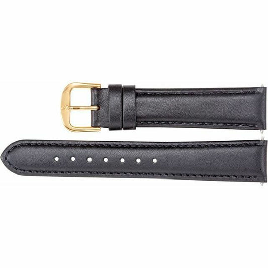 Men's 18mm Regular Black Leather Padded Calf Watch Strap Band