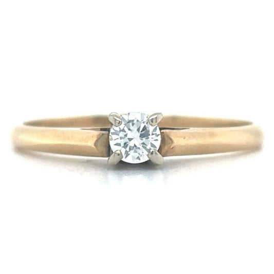 14k Yellow Gold 1/4ctw Diamond Solitaire Size 7.25 Engagement Band Ring 1.6g