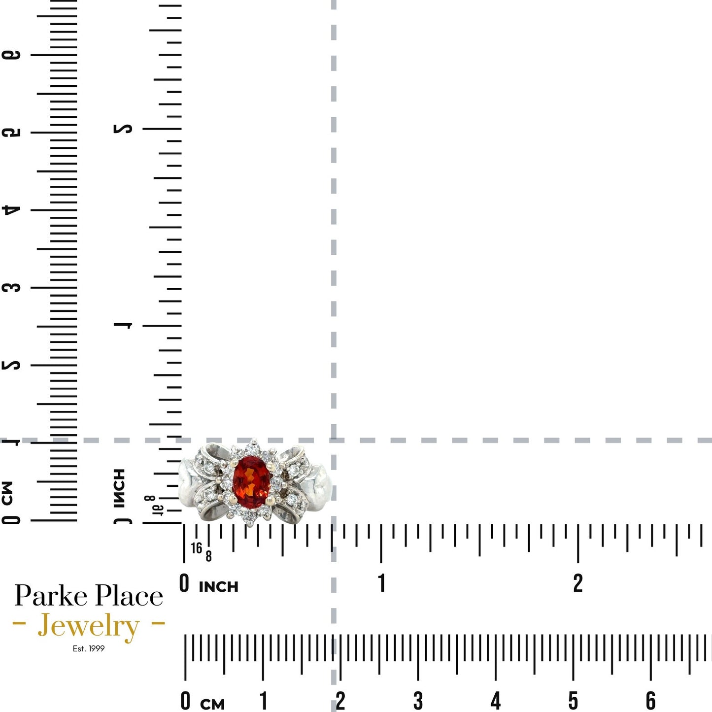 14k White Gold Spessarite Garnet & Diamond Ring 4.3g Size 6.5