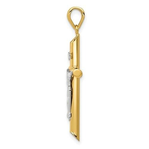 14k Two tone Hollow Crucifix Pendant
