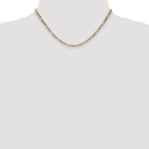 3.5mm Semi-Solid Figaro Lobster Clasp 16 inch Chain 14K Gold