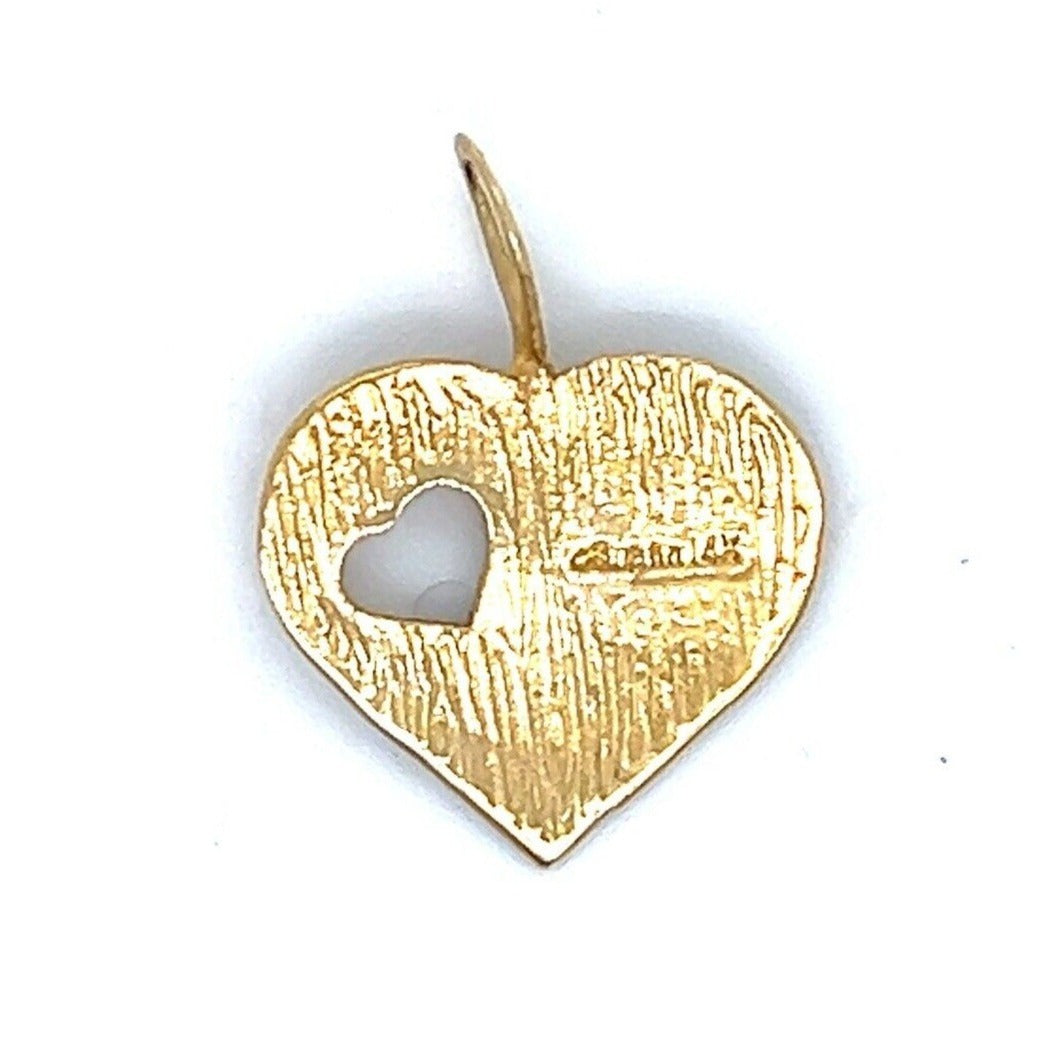 Double Heart Pendant REAL SOLID 14 k Gold 0.9 g