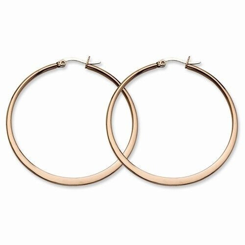 Stainless Steel Polished Brown IP-plated 52mm Diameter Hoop Earrings
