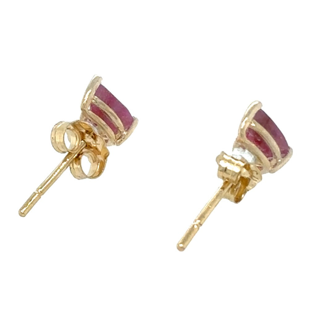 14k Yellow Gold Solitaire Teardrop Ruby Earrings 0.8g