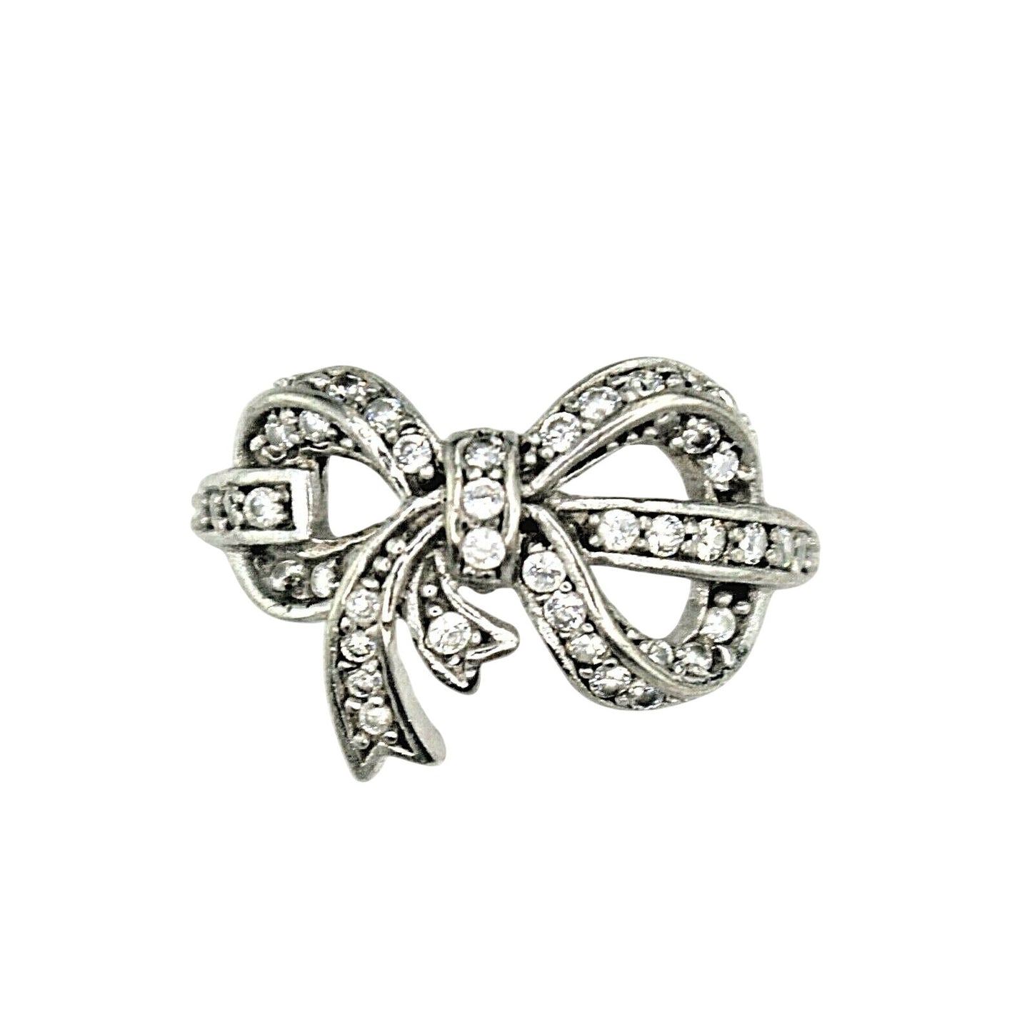 Cubic Zirconia Bow Ring .925 Sterling Silver 5.3g Size 8.25