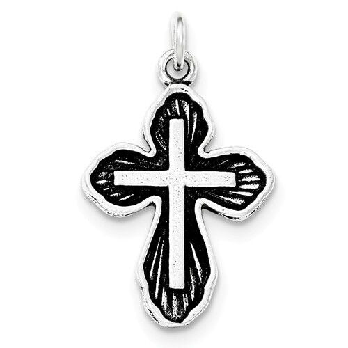 POLISHED ANTIQUED CROSS Charm Pendant REAL SOLID .925 STERLING SILVER