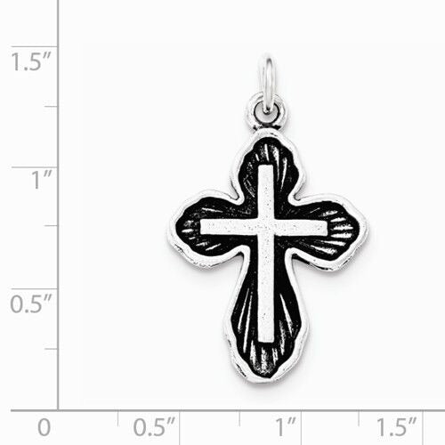 POLISHED ANTIQUED CROSS Charm Pendant REAL SOLID .925 STERLING SILVER
