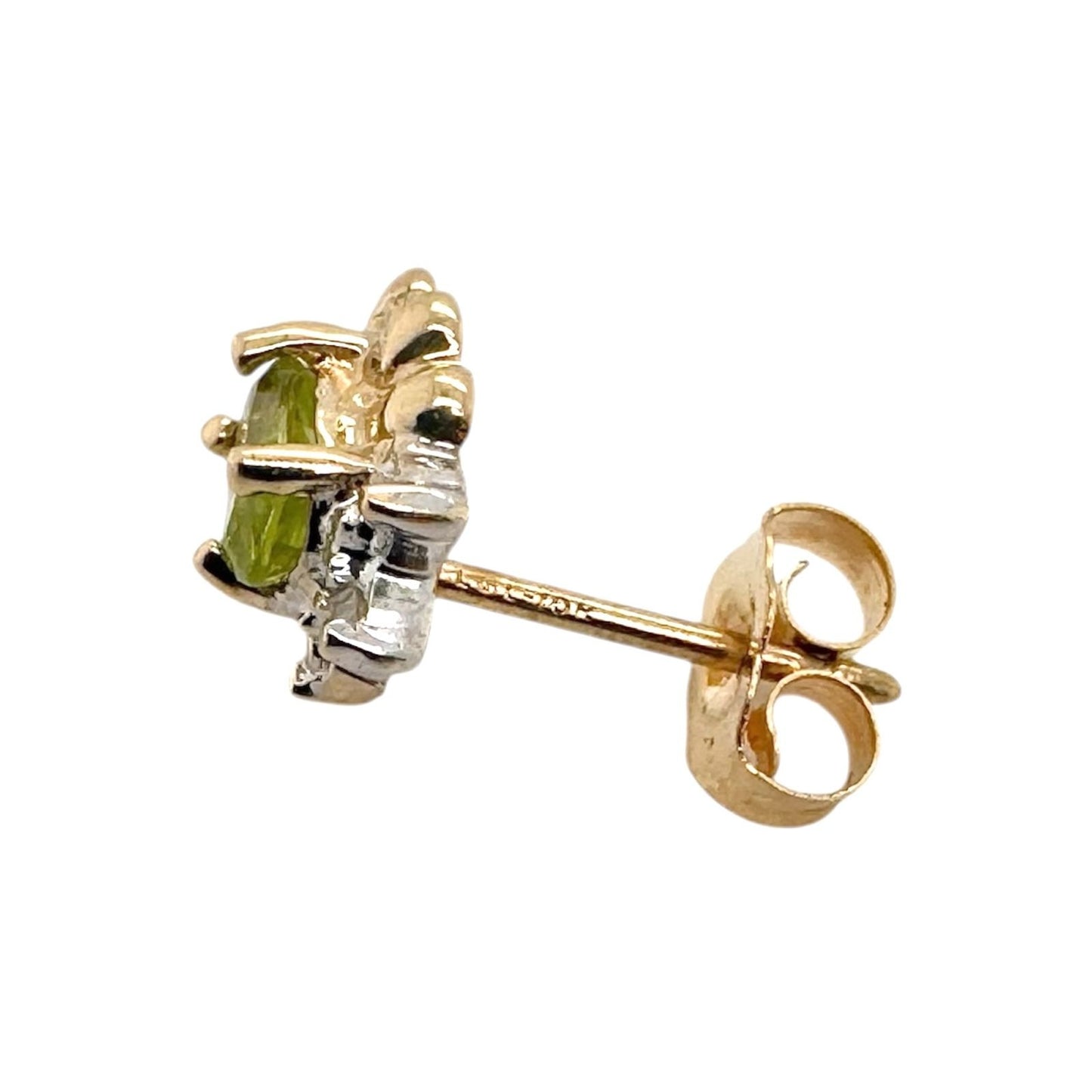 Peridot & Diamond 10k Two-Tone Gold Earrings 1.2g