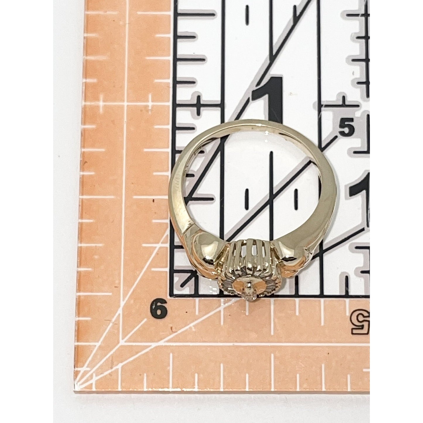 1/4 ct Diamond Solitaire & Accents Ring 14k Gold 4.9g Size 7