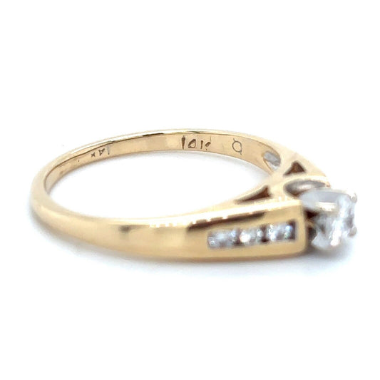 1/4ctw Diamond Solitaire with Accents 14k Yellow Gold Size 6.25 Ring 2.5g