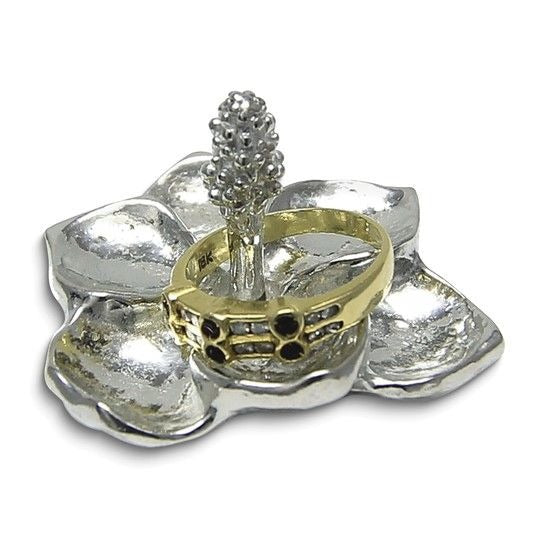 Magnolia Flower Handcrafted Pewter Ring Holder Jewelry Stand