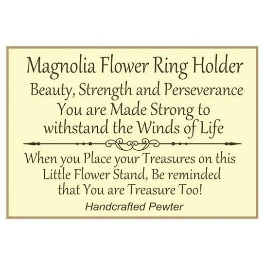 Magnolia Flower Handcrafted Pewter Ring Holder Jewelry Stand