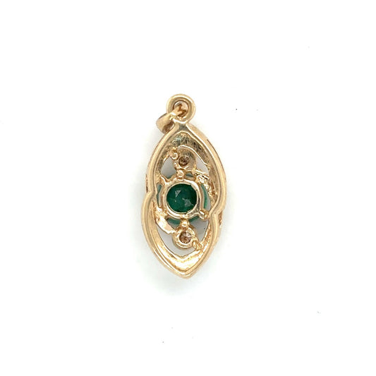 5.4mm Emerald 1.3mm Diamond Pendant 14k 1.8g
