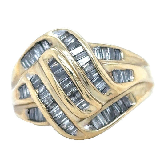 14k Yellow Gold 1/2ctw Diamond Size 6 Cocktail Ring 5.8g