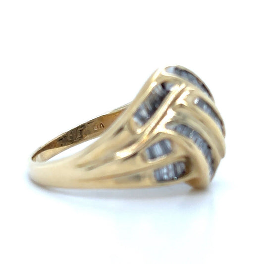 14k Yellow Gold 1/2ctw Diamond Size 6 Cocktail Ring 5.8g