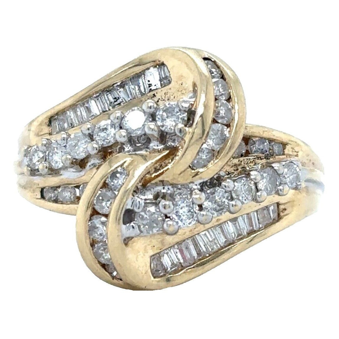 10k Yellow Gold 1ctw Diamond Size 10.5 Cocktail Ring 3.7g