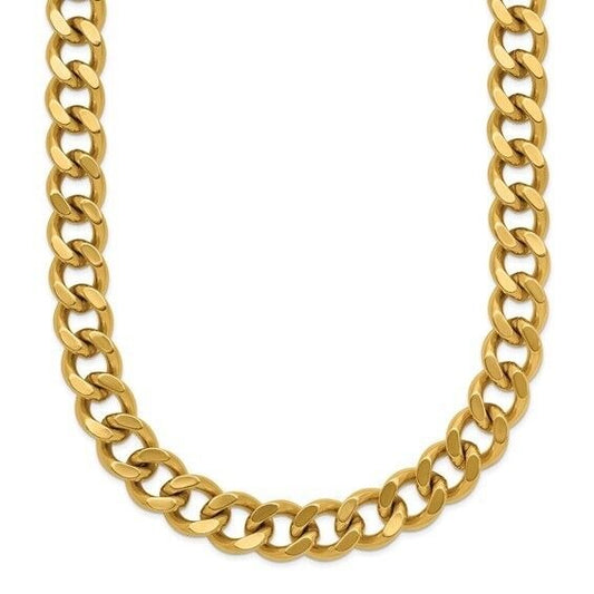 Chisel Stainless Steel Polished Yellow IP-plated 8mm Curb 24 inch Chain Necklace