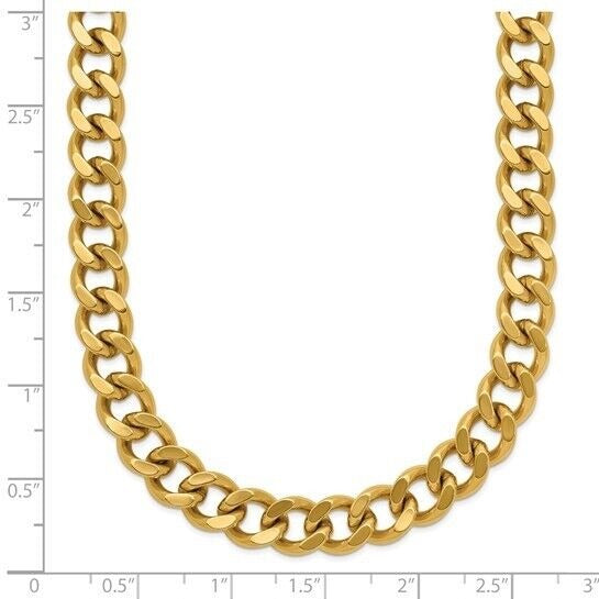 Chisel Stainless Steel Polished Yellow IP-plated 8mm Curb 24 inch Chain Necklace
