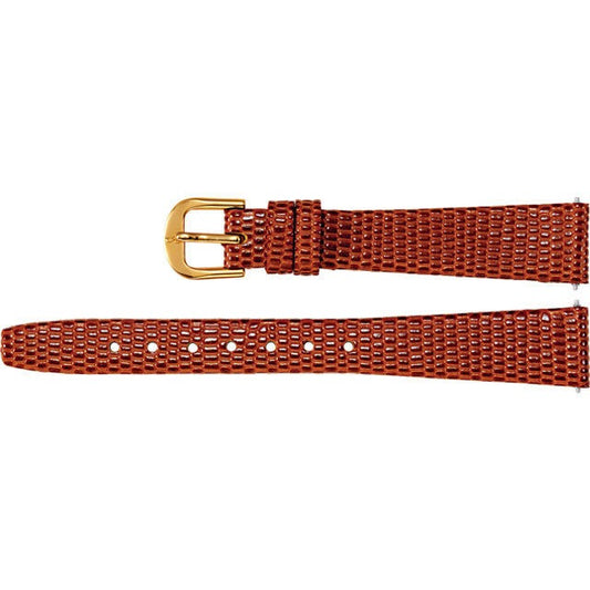 Ladies 12mm Regular Tan Leather Flat Lizard Grain Watch Strap Band